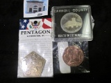 3 random medals, Carroll County VA bicentennial, 5 sided Pentagon medal and Lakota Code Talkers made