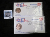 Pair of 1972 Transpo 1 5/16 inch bronze medals in official first day of issue envelopes, Official Ph