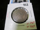 1847 Large Cent, VF/XF, VF value $40, XF value $75, nice, sharp coin!