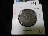 1852 Large Cent, VG, converted to a clock or machine gear, unique!