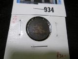 1857 Flying Eagle Cent, G blue toning, value $30