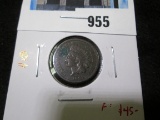 1861 Indian Head Cent, better date, F+ verdigris, F value $45+