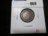 1863 Indian Head Cent, VG, value $15+