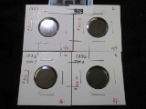 Group of 4 Indian Head Cents, 1883 AG/G, 1885 G, 1886 T1 G, 1886 T2 G, group value $26+