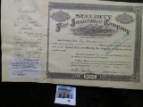 May 1938 Davenport, Iowa Ten $100 Shares Stock Certificate 