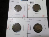 Group of 4 Indian Head Cents, 1883 G, 1885 G, 1886 T1 G, 1888 G, group value $22+