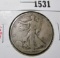 1929-S Walking Liberty Half Dollar, F, value $18+