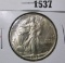 1939-D Walking Liberty Half Dollar, BU, value $75+