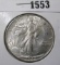 1942 Walking Liberty Half Dollar, AU58 slider, value $40+