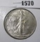 1944 Walking Liberty Half Dollar, AU+, value $20+