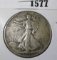 1946-S Walking Liberty Half Dollar, VF, value $17+