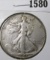 1947 Walking Liberty Half Dollar, VF/XF, value $17+