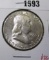 1955 Franklin Half Dollar, BU toned, value $35+