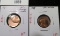 Pair of 2 Lincoln Cent Off-Center Strike error coins, 1985 & 1988, both BU, value for pair $16+