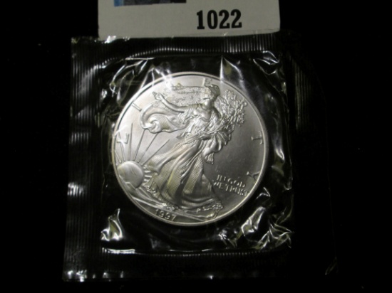 1997 One Ounce .999 Fine Silver American Eagle Dollar coin.