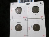 Group of 4 Indian Head Cents, 1906 VF, 1907 VF, 1908 VF, 1909 better date F, group value $35+