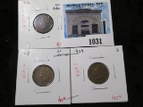 Group of 3 Indian Head Cents, 1906 XF, 1907 XF obv scratched, 1909 better date G, group value $32+