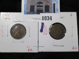 Pair of 1909 Cents - 1909 IHC G, 1909 VDB Lincoln F small tics, value for pair $29+