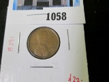 1909 VDB Lincoln Cent AU58, SLIDER, value $22+