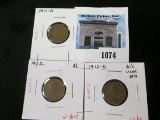Group of 3 Lincoln Cents - 1911-D AG/G, 1912 AG, 1912-D AG/G, group value $13+