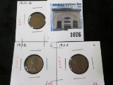 Group of 3 Lincoln Cents - 1911-D AG/G, 1912 G, 1912-D G, group value $12+