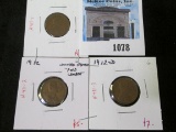 Group of 3 Lincoln Cents - 1911-D G, 1912 G counter-stamped 