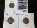 Group of 3 Lincoln Cents - 1911-D G, 1912 VG, 1912-D G, group value $14+