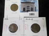 Group of 3 Lincoln Cents - 1911-D G, 1912 F, 1912-D G, group value $15+