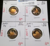 Set of 4  Lincoln Cents, 2009 Lincoln Bicentennial, nice, vibrant toning, group value $32+