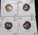 Set of 4  Lincoln Cents, 2009 Lincoln Bicentennial, extreme toning, even more pronounced than previo