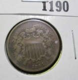 1864 2 Cent Piece, F+, value $27+