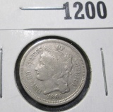 1865 3 Cent Nickel, VG, value $20+