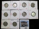 Group of 10 Buffalo Nickels - 18 VG, 20 VF, 25 G, 28D G rotated rev, 29S VF, 35 F, 36 F, 36 XF, 37 F