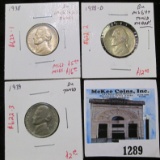 Group of 3 Jefferson Nickels - 1938P, D, & 39 P, all are BU and toned, group value $20+