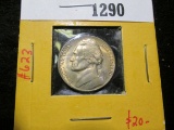 1950-D Jefferson Nickel, BU toned, key date, value $20+