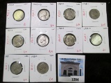 Group of 10 Jefferson Nickels - 38PDS circ, 39 UNC, 39DS 42D 50 circ, 50D UNC, 51S circ, group value