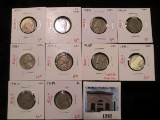 Group of 10 Jefferson Nickels - 38 UNC, 38DS circ, 39 BU, 39DS 42D 50 circ, 50D BU toned, 51S circ,