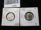 Pair of 2 Silver WWII Jefferson Nickels - 42P 43P, both BU, value for pair $20+