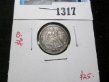 1891 Seated Liberty Dime, VF, value $25+