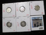 Group of 5 Barber Dimes, 1908, 1912, 1913, 1915 all G; 1899 VG, group value $21+