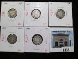 Group of 5 Barber Dimes, 1899 VG/F; 1909, 1911 G; 1912 1913 VG, group value $24+