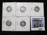 Group of 5 Barber Dimes, 1900, 1905, 1912, 1914 all G, 1913 F, group value $22+