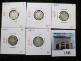 Group of 5 Barber Dimes, 1903-O, 1905, 1916-S G; 1914-D VG; 1912-D F, group value $24