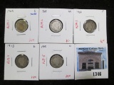Group of 5 Barber Dimes, 1905, 1913, 1915 G; 1909 VG; 1912 F, group value $23+