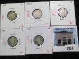Group of 5 Barber Dimes, 1912-D, 1915, 1916 G; 1907, 1913 VG, group value $22+