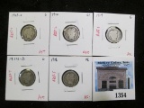 Group of 5 Barber Dimes, 1907-O, 1910, 1914, 1914-D G; 1916 VG, group value $21+