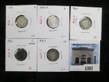 Group of 5 Barber Dimes, 1914, 1914-D, 1915, 1916, 1916-S, all G, group value $20+