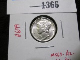1941 Mercury Dime, BU, MS63 value $12, MS65 value $30