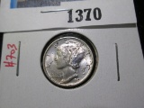 1941 Mercury Dime, BU MS63+ toned, value $12+