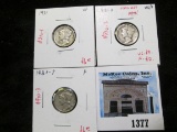 Group of 3 Mercury Dimes - 1931 VF, 1931-D VG/F, 1931-S F, group value $21+